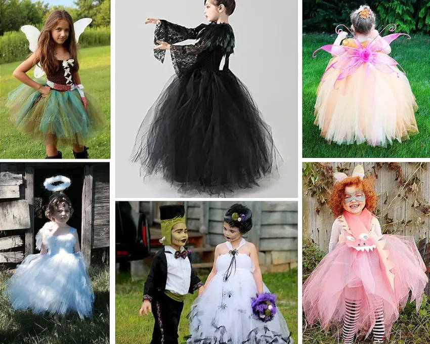 Collage of cute children’s tutu costumes