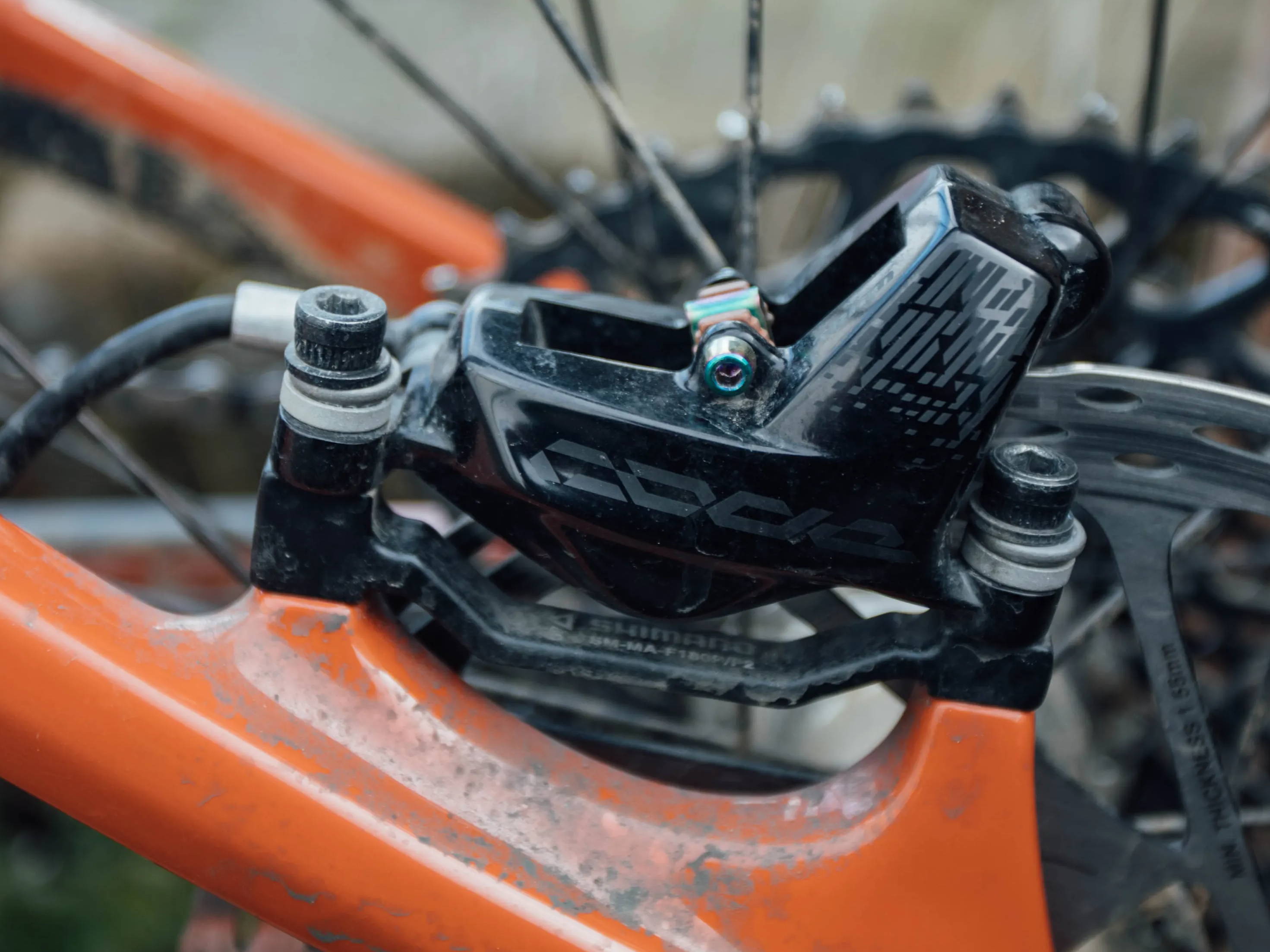 SRAM Code RSC mountain bike brakes review rear caliper installed