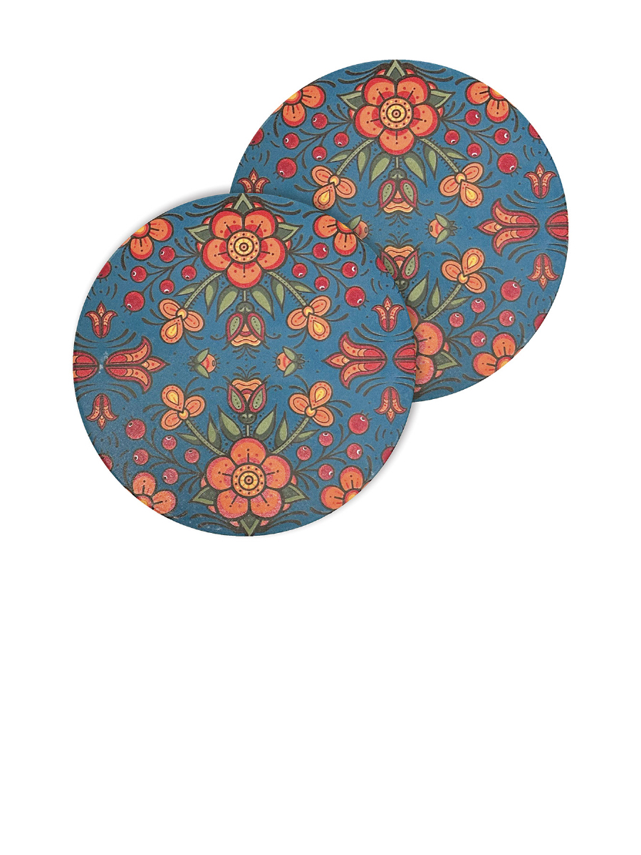 Prairie Beadwork Ceramic Coasters by Justine Proulx, Métis