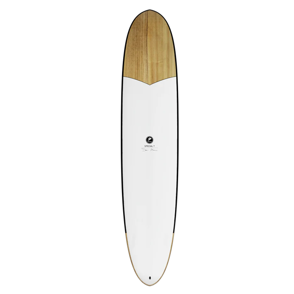 white and brown surfboard on white background