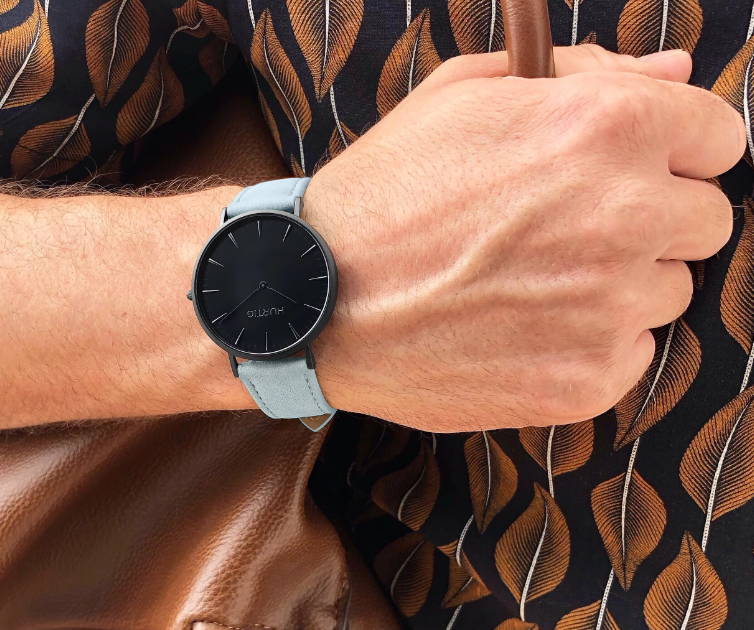 brown vegan leather watch strap