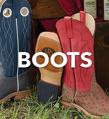 Two pairs of colorful cowboy boots with the word 
