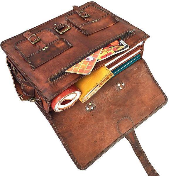 The Jones Leather Messenger Bag for Men for 17 Inch Laptops - Full Grain Leather Bag