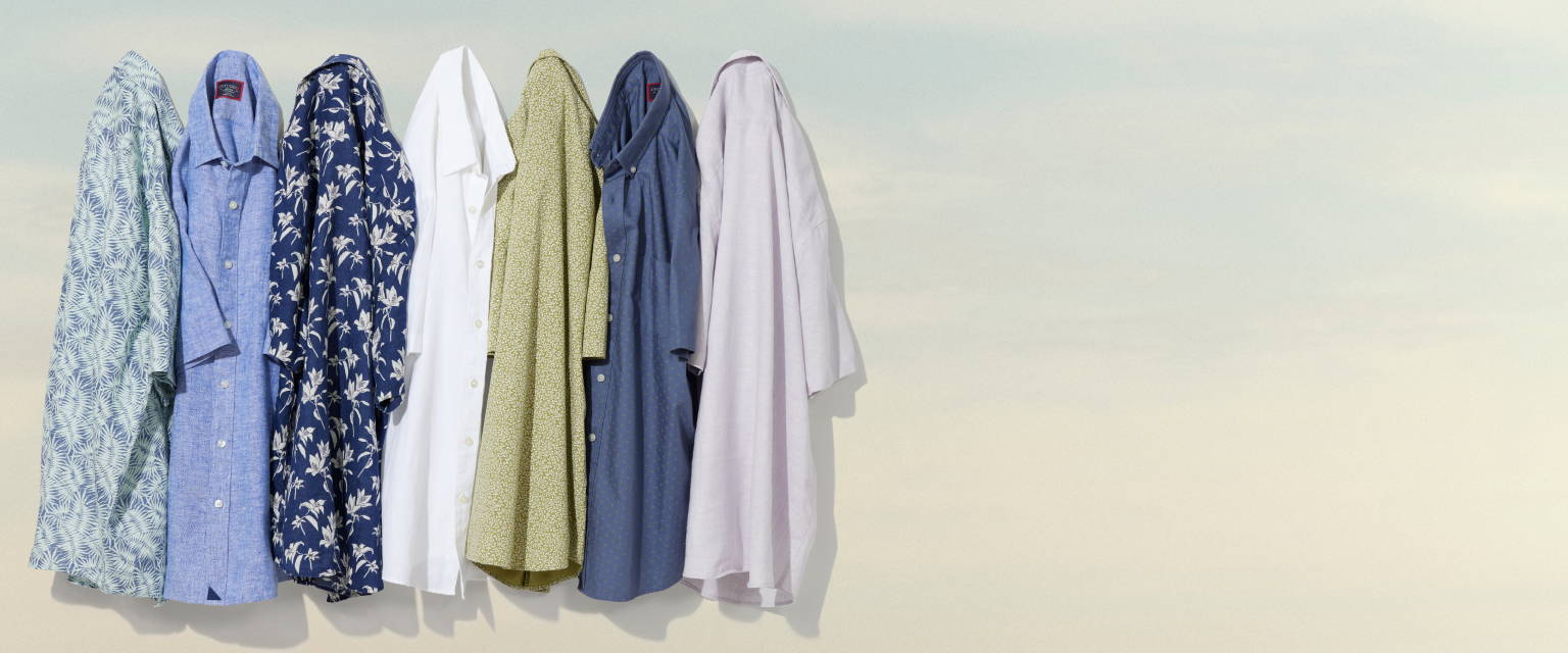 Collection of UNTUCKit wrinkle-resistant linen shirts.