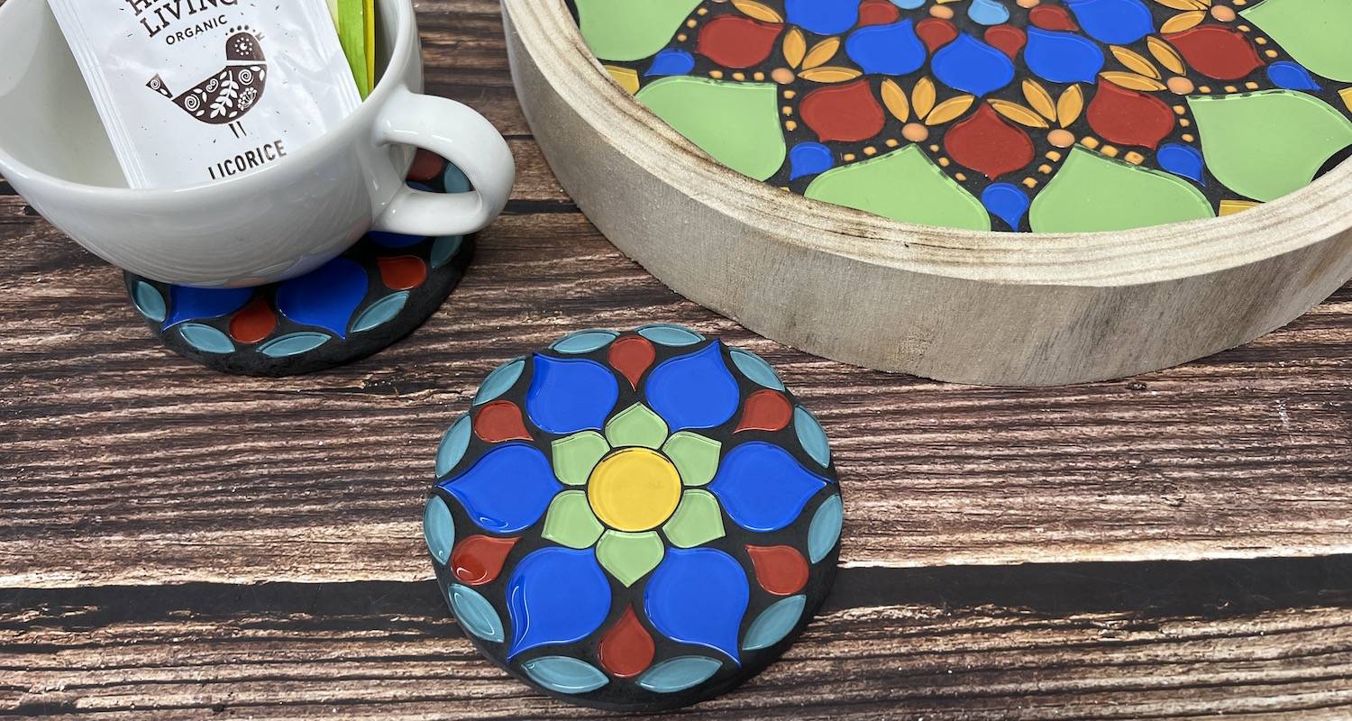 mandala round mosaic coasters