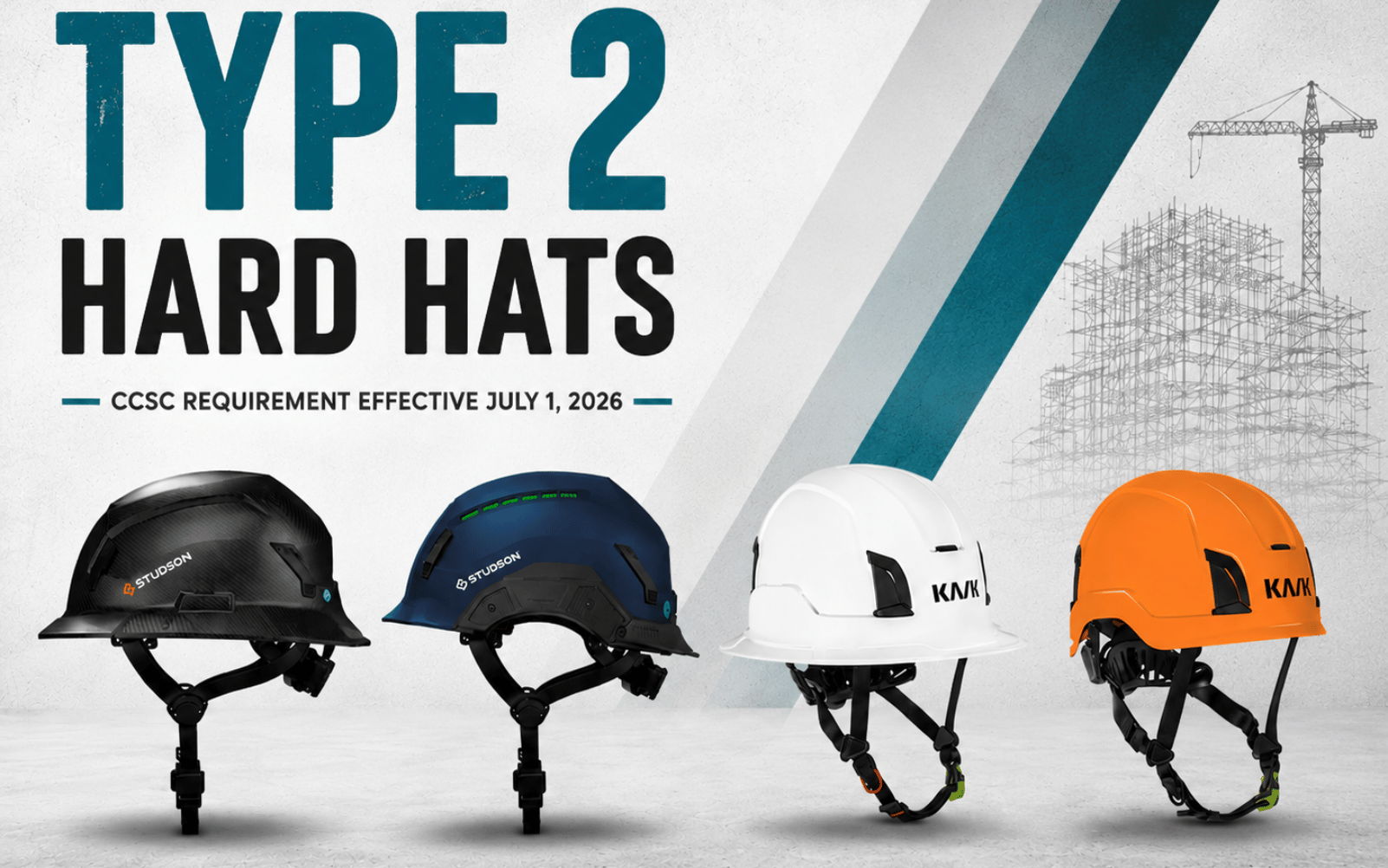 Four types of hard hats displayed with text 