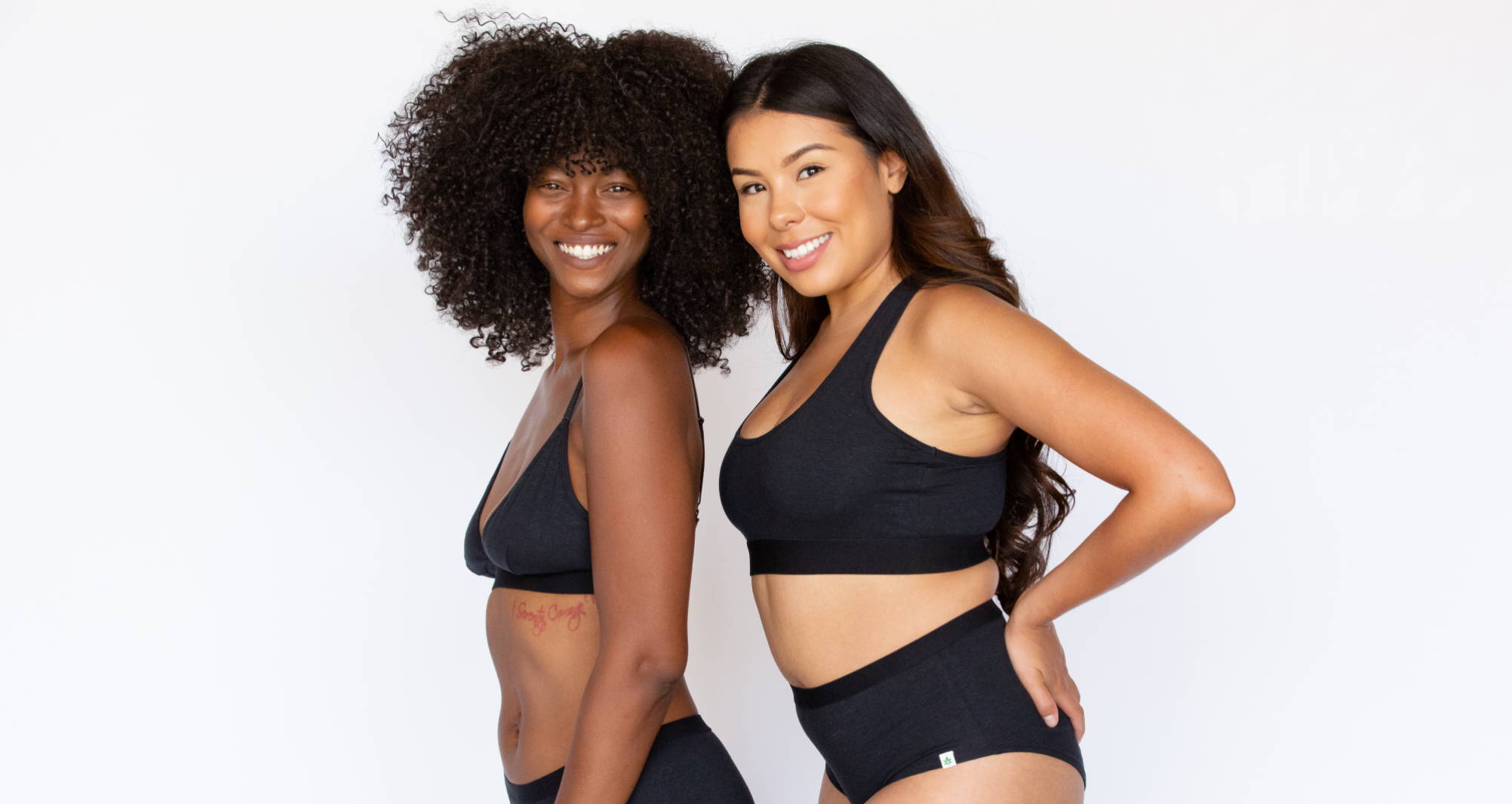 Two women wearing WAMA bralettes, perfect for creating cute bralette outfits.