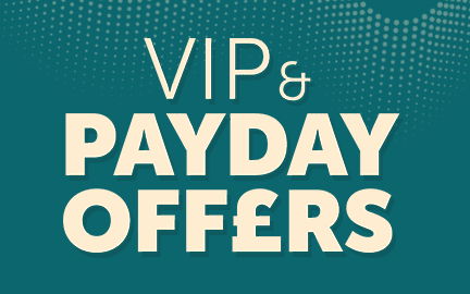 Text promoting VIP and payday offers in bold font.