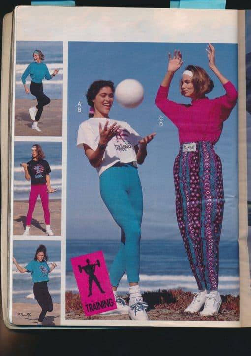 Leggings and crop tops with just a touch of chunky white sneaker – Sears 1992 Fall/Winter