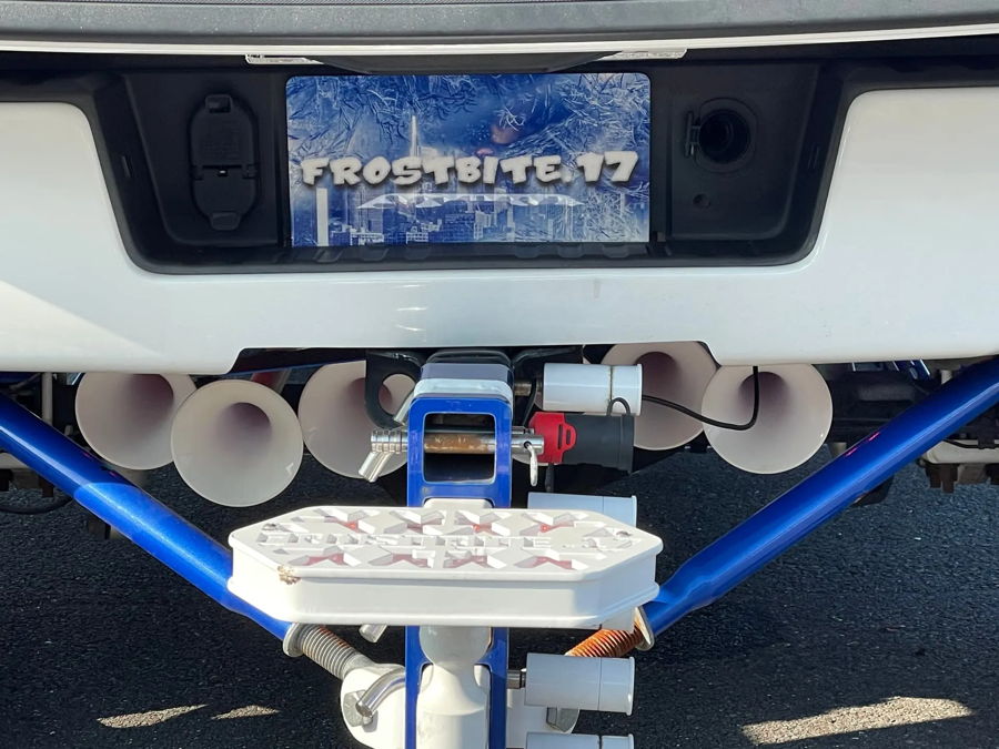 Front angle of Chris' 2017 GMC Sierra 1500 with Shocker S6 544K train horn kit HornBlasters gallery photo 3