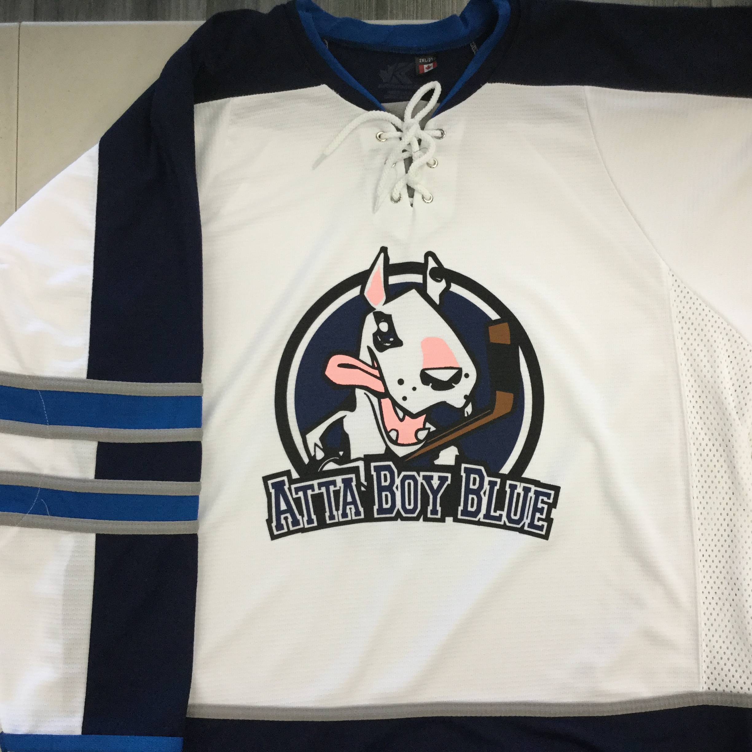 Custom Hockey Jersey Example Don Cherry Dog Kobe K3G Winnipeg White