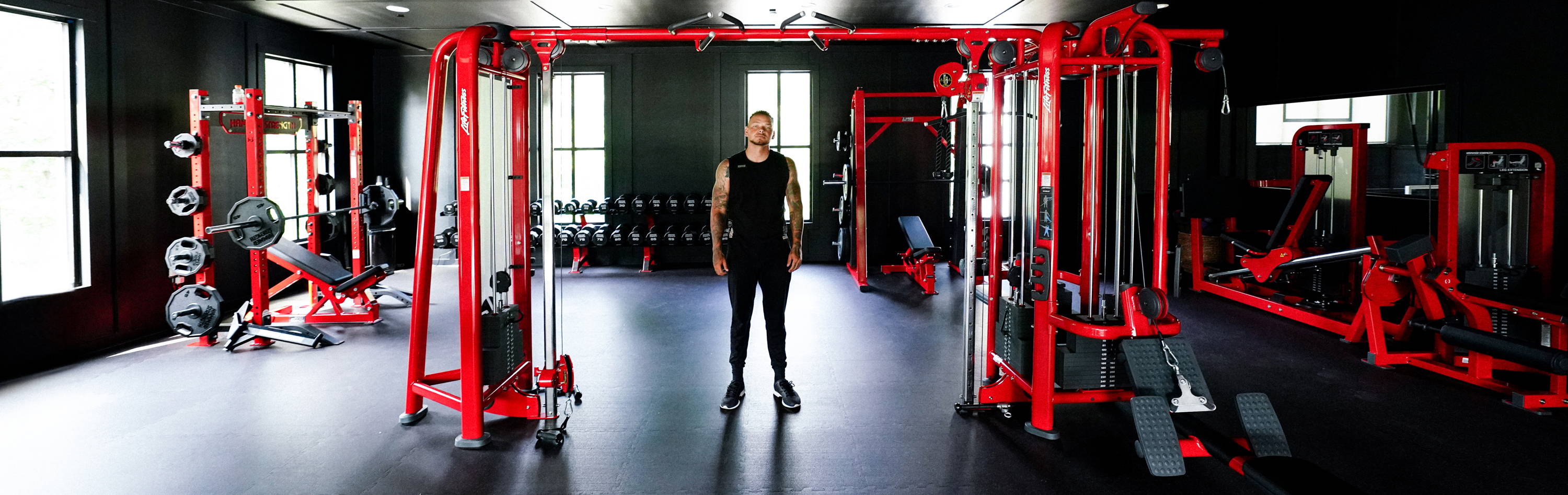 Country music star Kane Brown in home gym