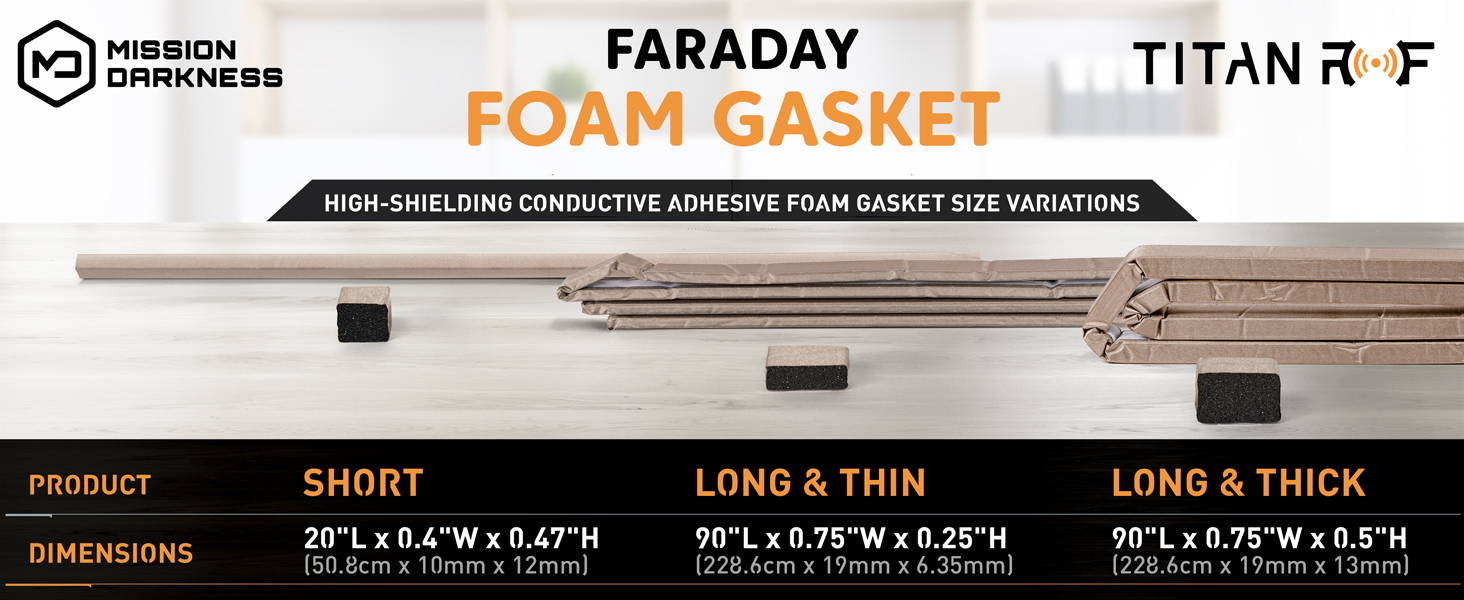 Mission Darkness TitanRF Faraday Foam Gasket conductive fabric over foam sponge