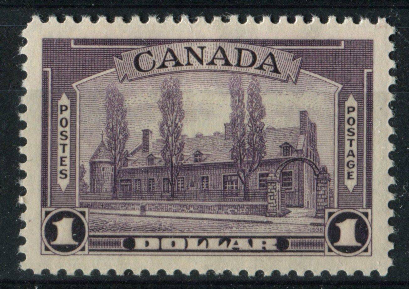 The $1 violet Chateau de Ramesay stamp from the 1938-1942 Mufti Issue of Canada