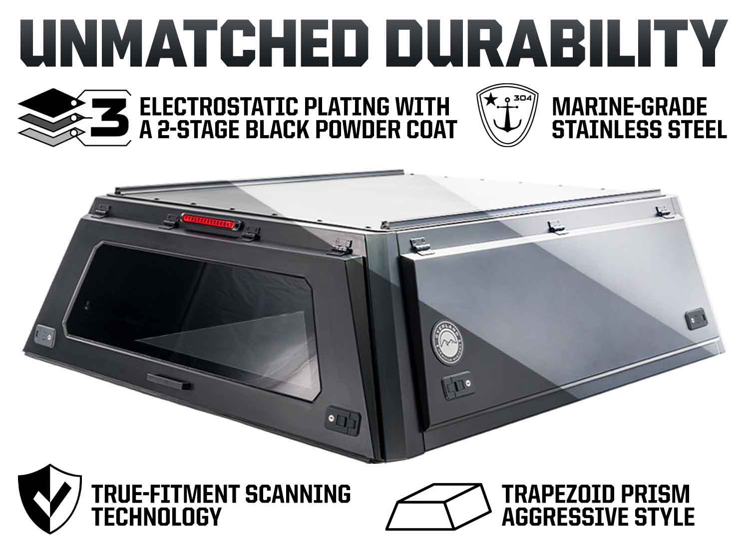 Durable product showcasing features like stainless steel and electrostatic plating.