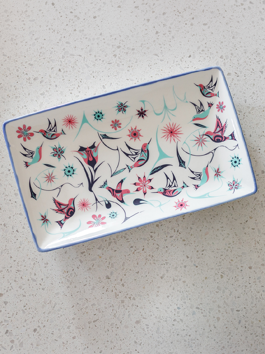 Hummingbirds Platter by Nicole La Rock, Coast Salish