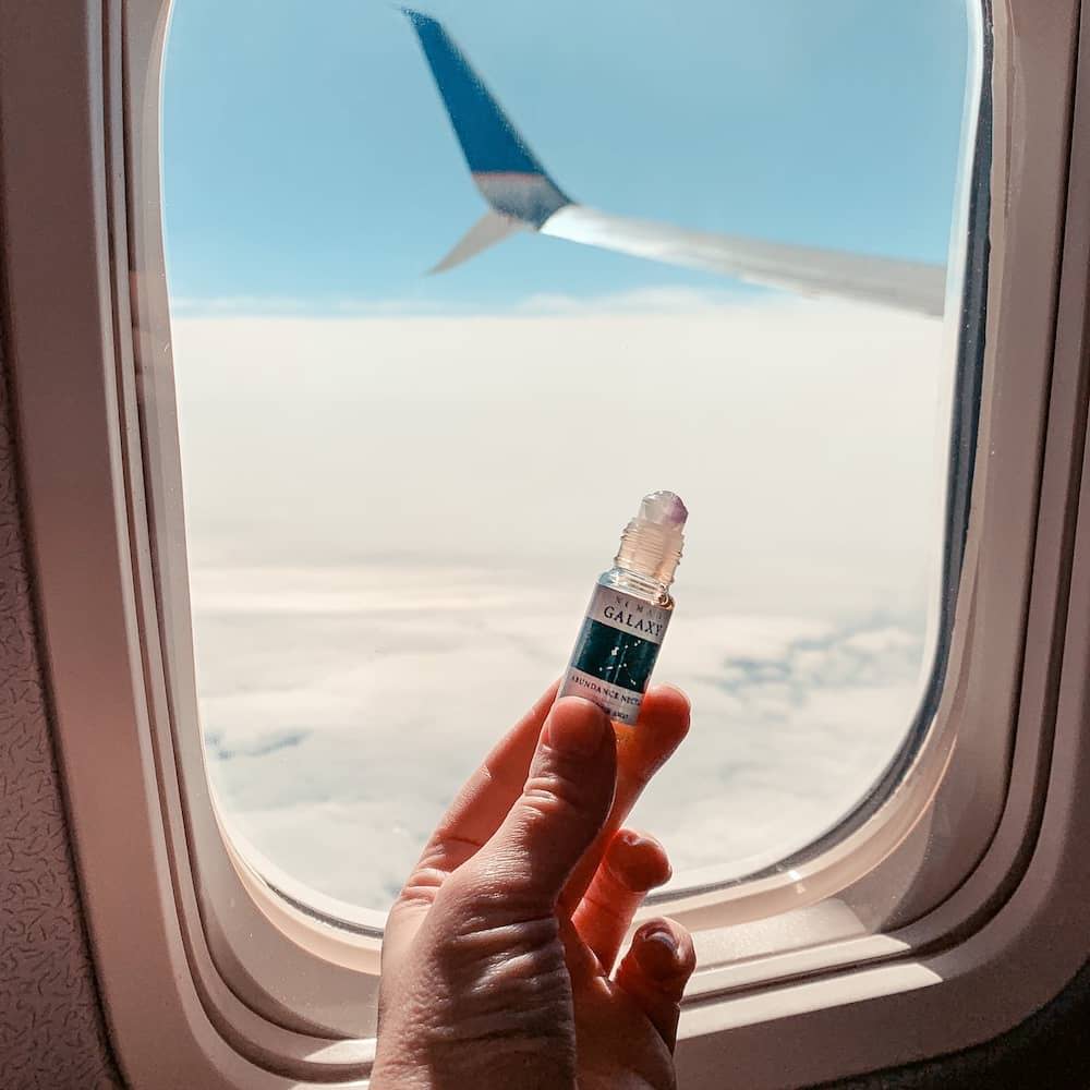 Galaxy Anxiety Relief Essential Oil blend in airplane