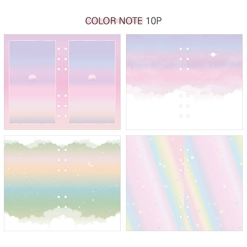 Color note - Twinkle moonlight A6 6 ring dateless weekly diary planner