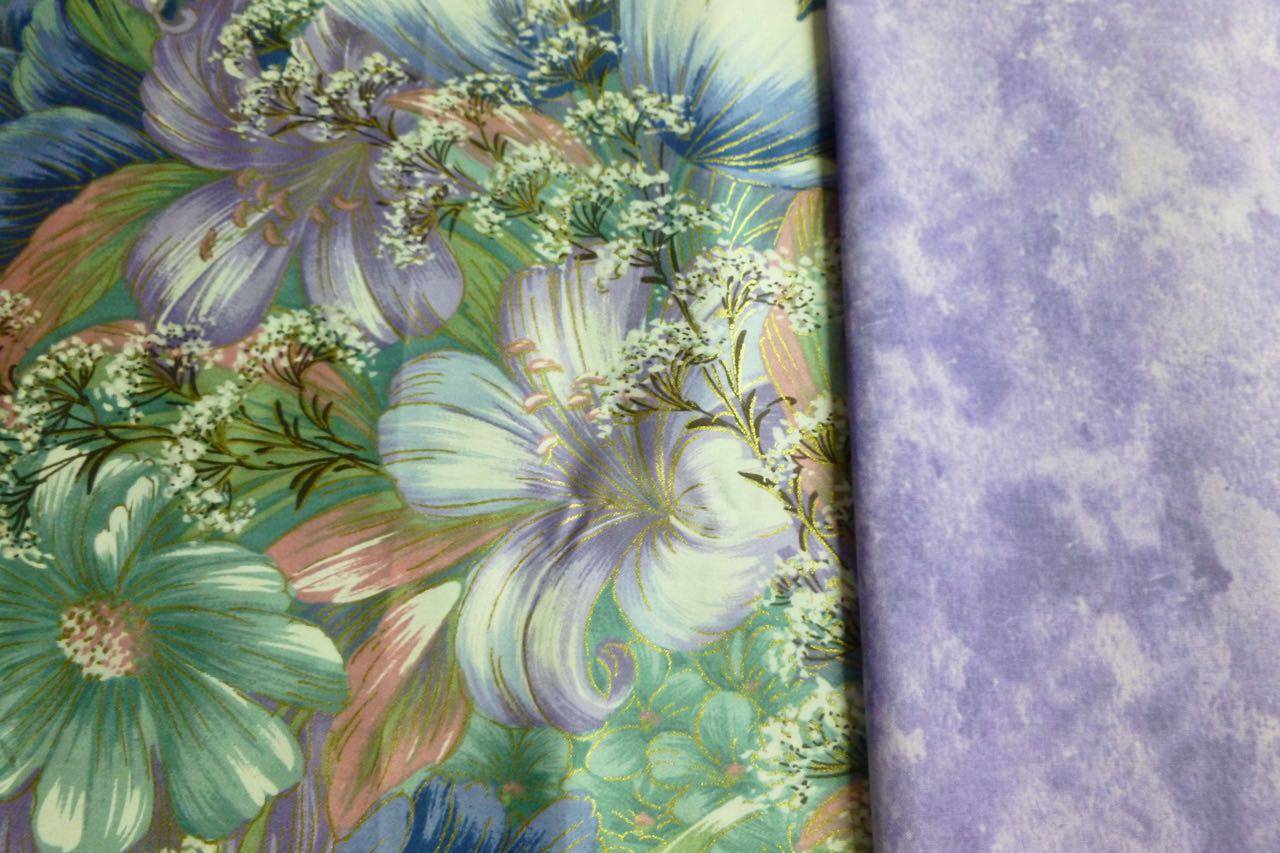 Two matching purple fabrics for quilting