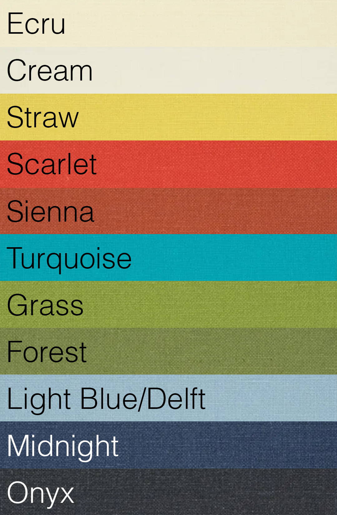 Linen cotton fabric color chart