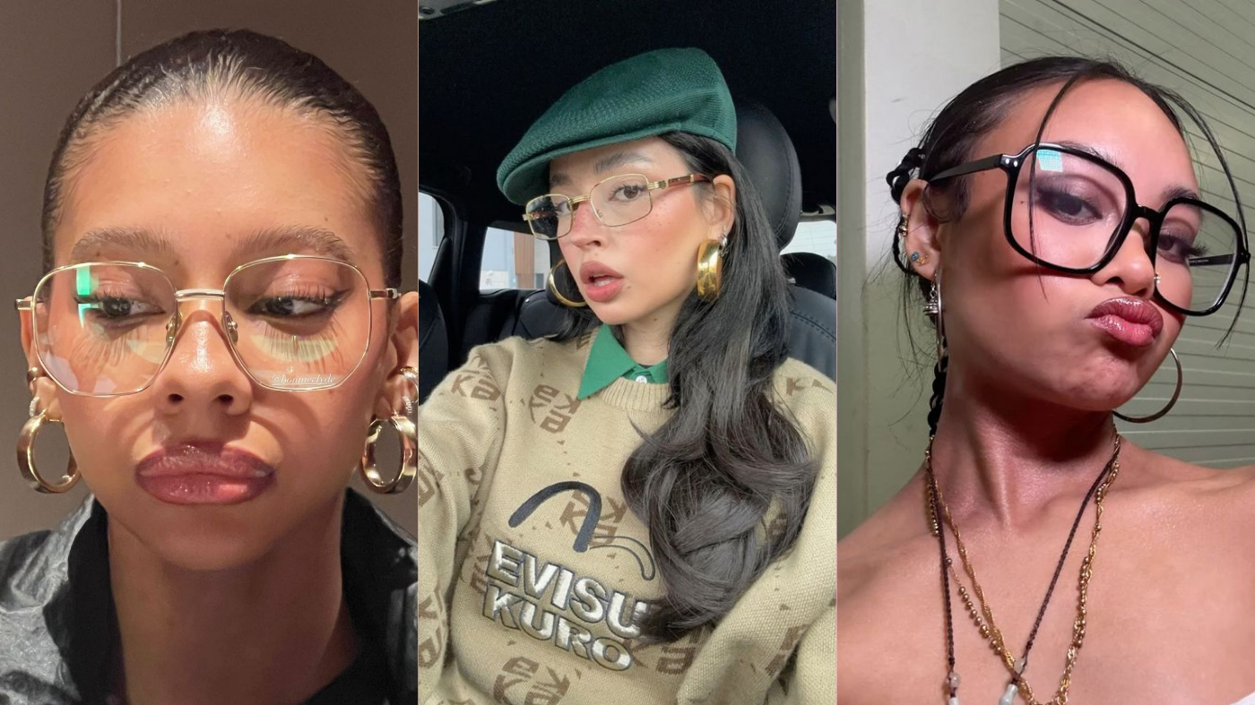 Different models accessorizing EyeCandys prescription reading glasses with jewelry and fashion accessories, stylish eyewear looks