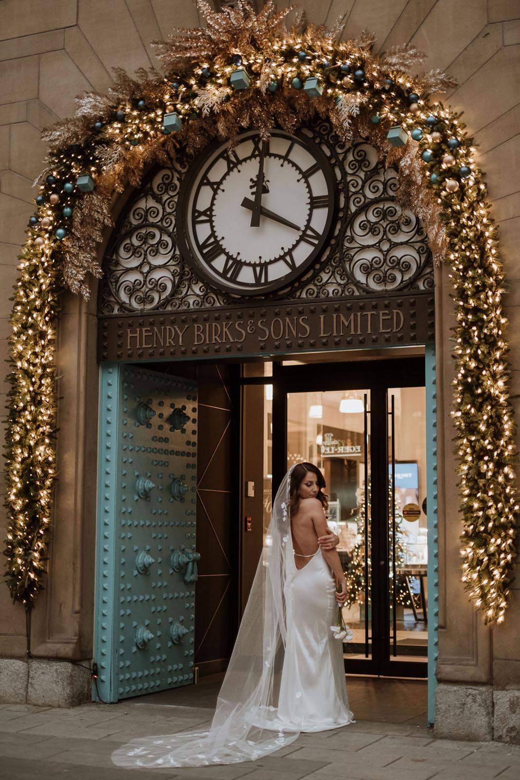 Bride outside hotel