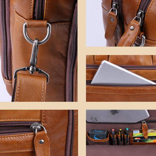 Men's Leather Laptop Bag Briefcase for 15 Inch Laptops