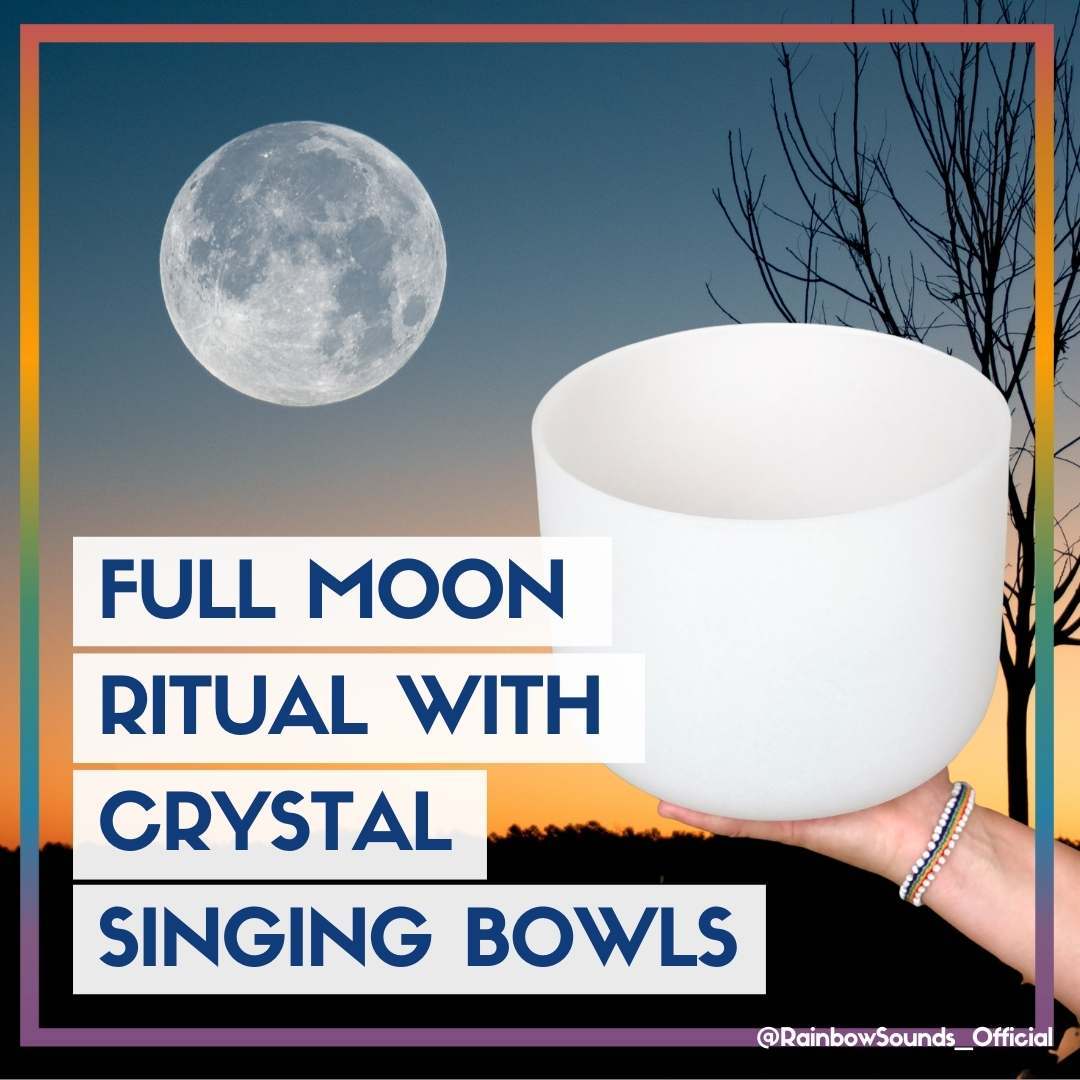 Full moon ritual with crystal singing bowls