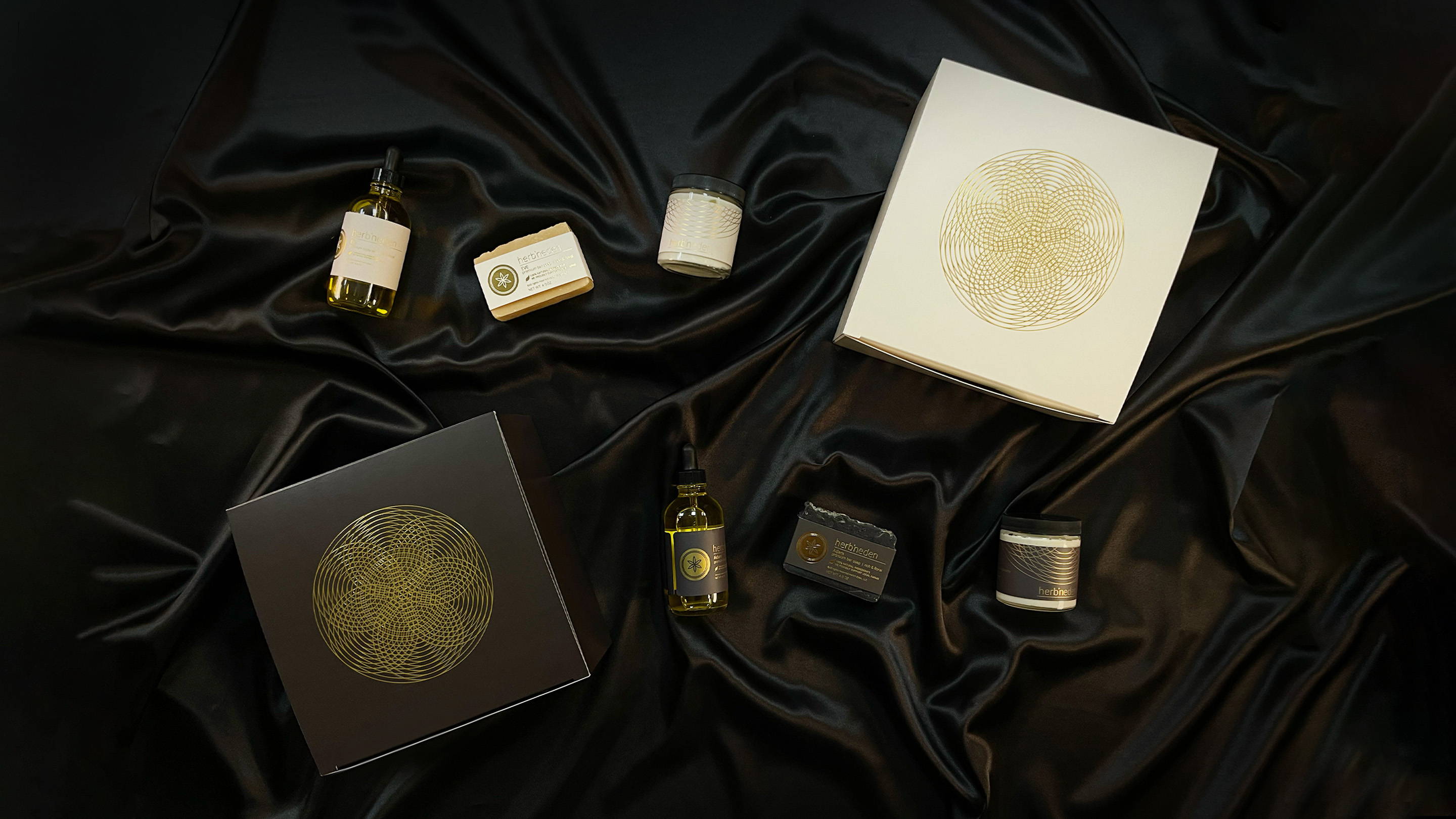 the Adam and Eve all natural luxury skincare collections exclusively by herb'neden