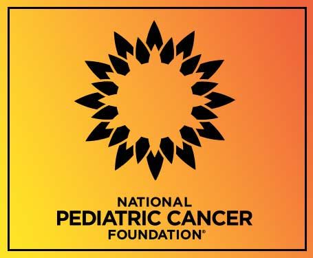 Logo of the National Pediatric Cancer Foundation with a sunburst design.