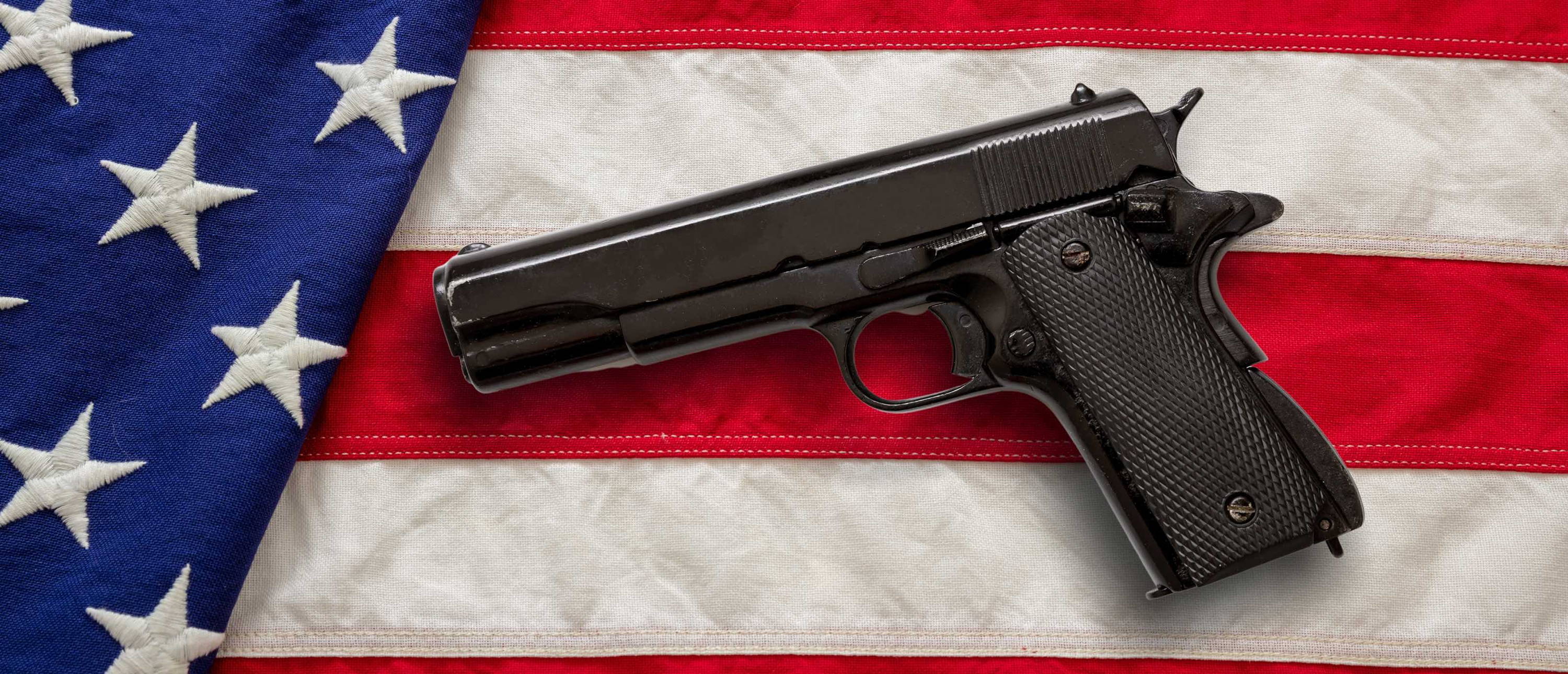 Handgun on the American flag
