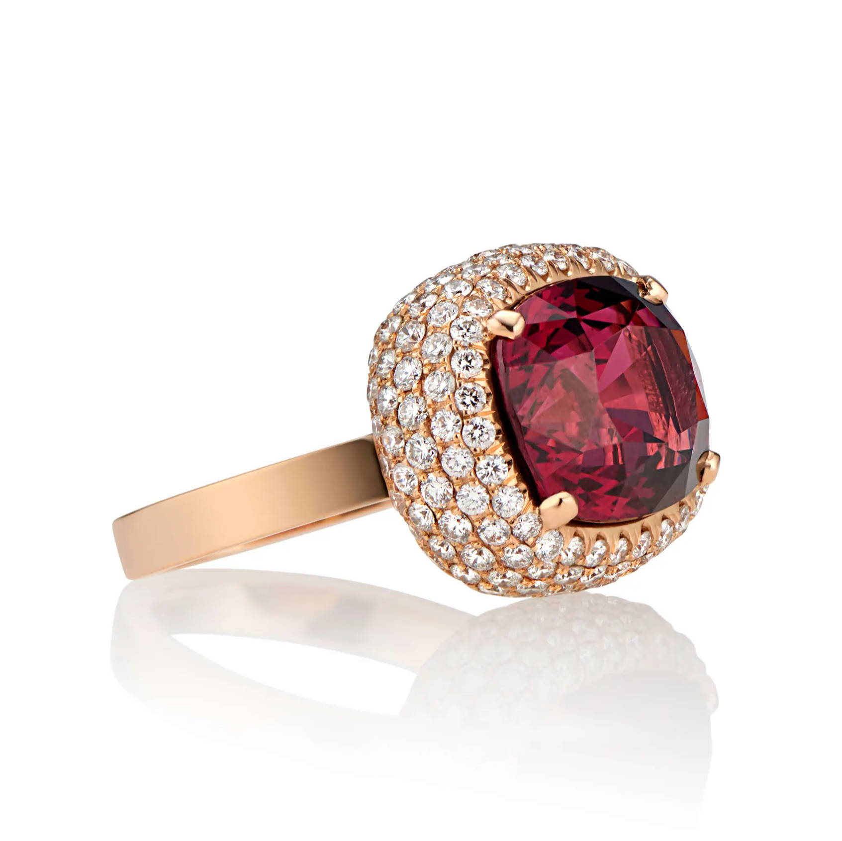 custom rose gold diamond and garnet ring