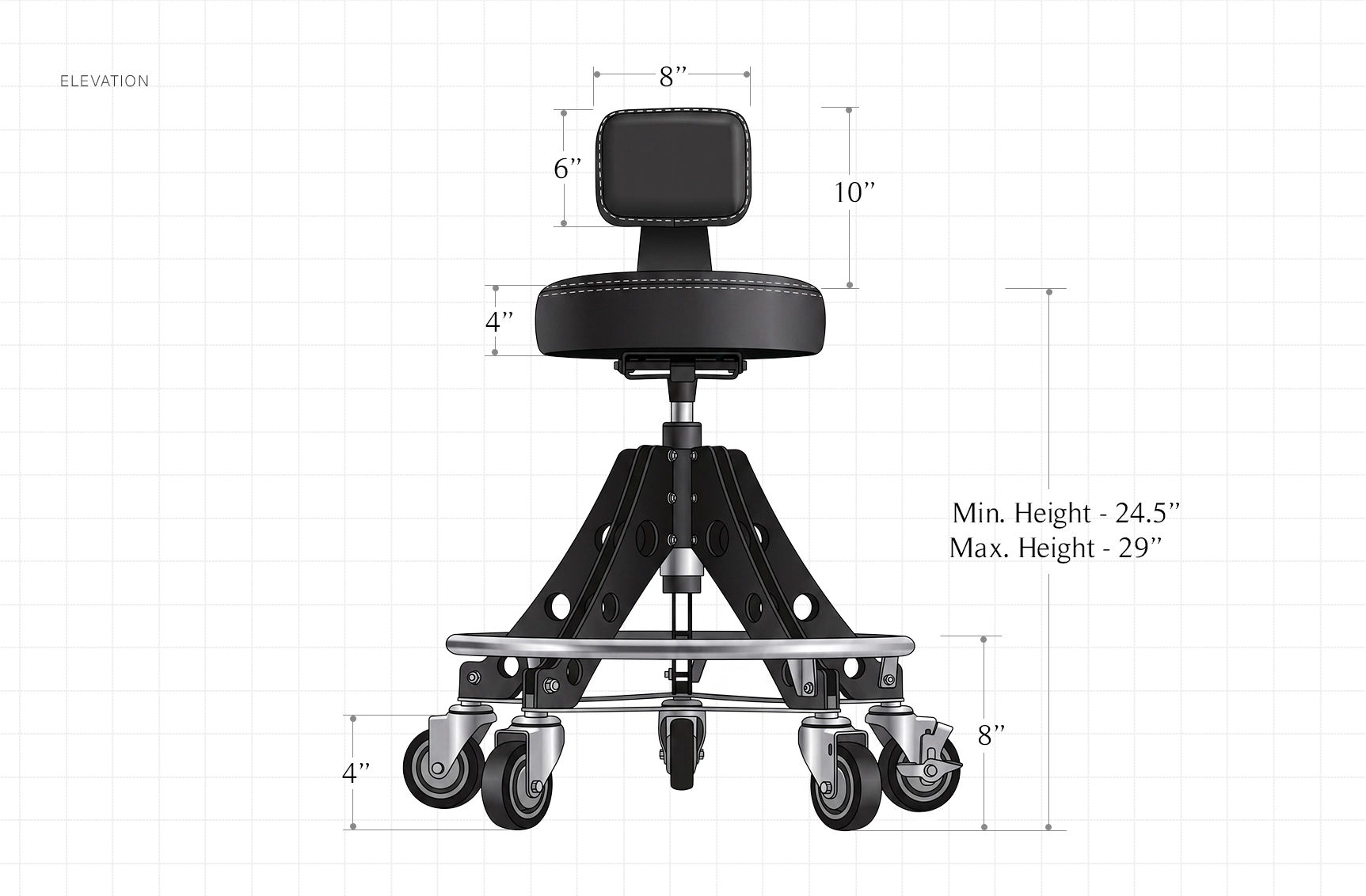 RYFA HI GT ROLLING SHOP STOOL