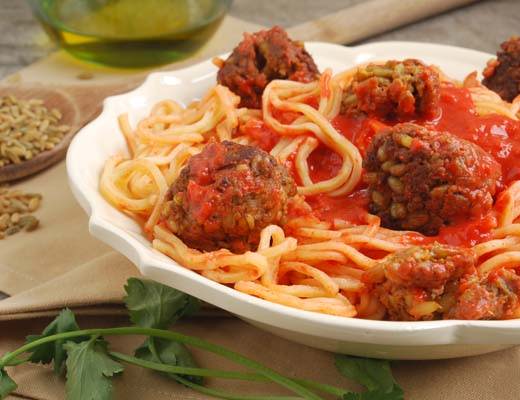 Spaghetti and Freekeh Soy Meatballs