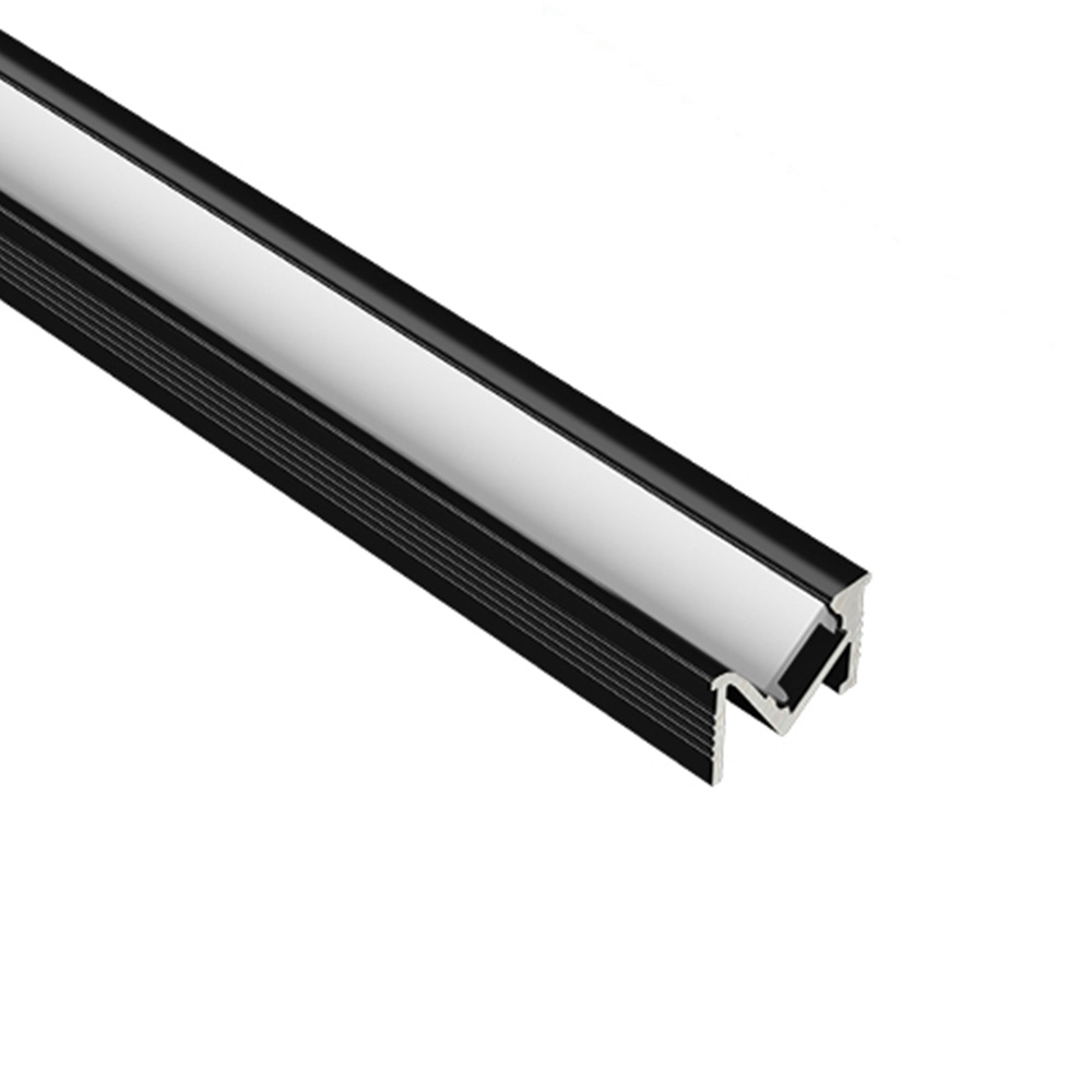Black and silver aluminum profile with a channel design.