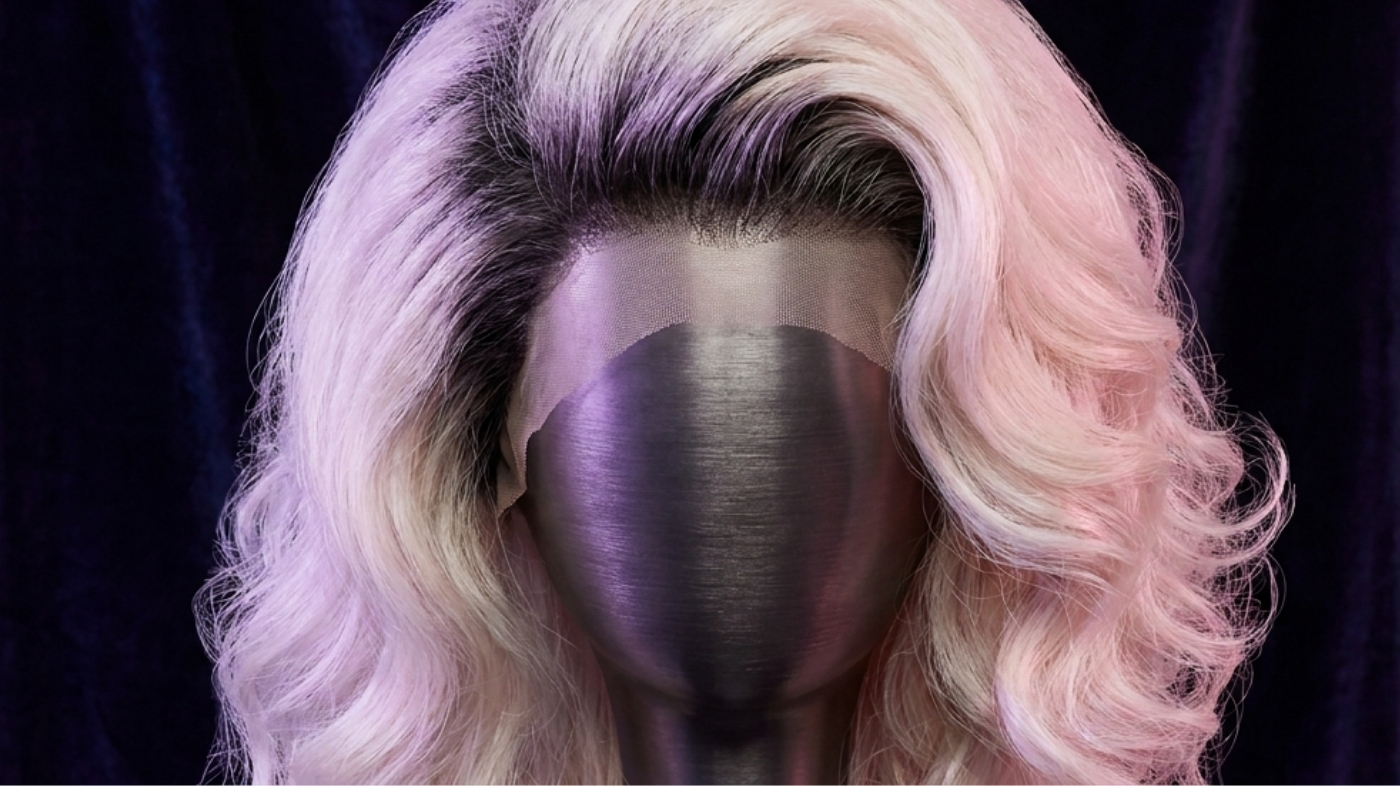 Platinum blonde wig with dark roots styled in voluminous curls for Tiffany Valentine Bride of Chucky cosplay