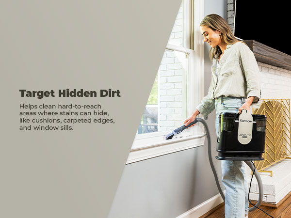 A woman cleans a window sill with the Spotlite GO
