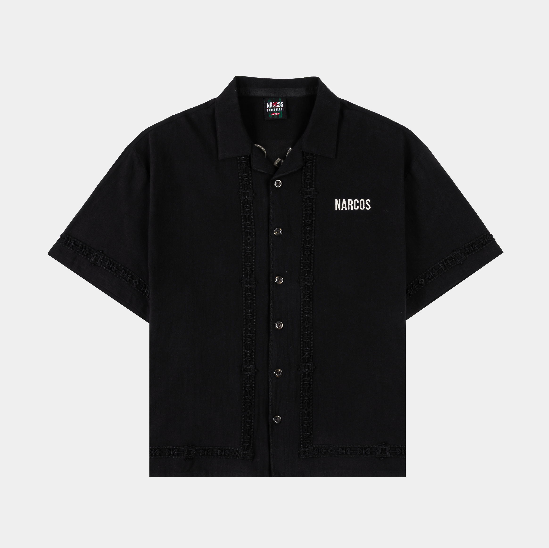 Black short-sleeve shirt with 