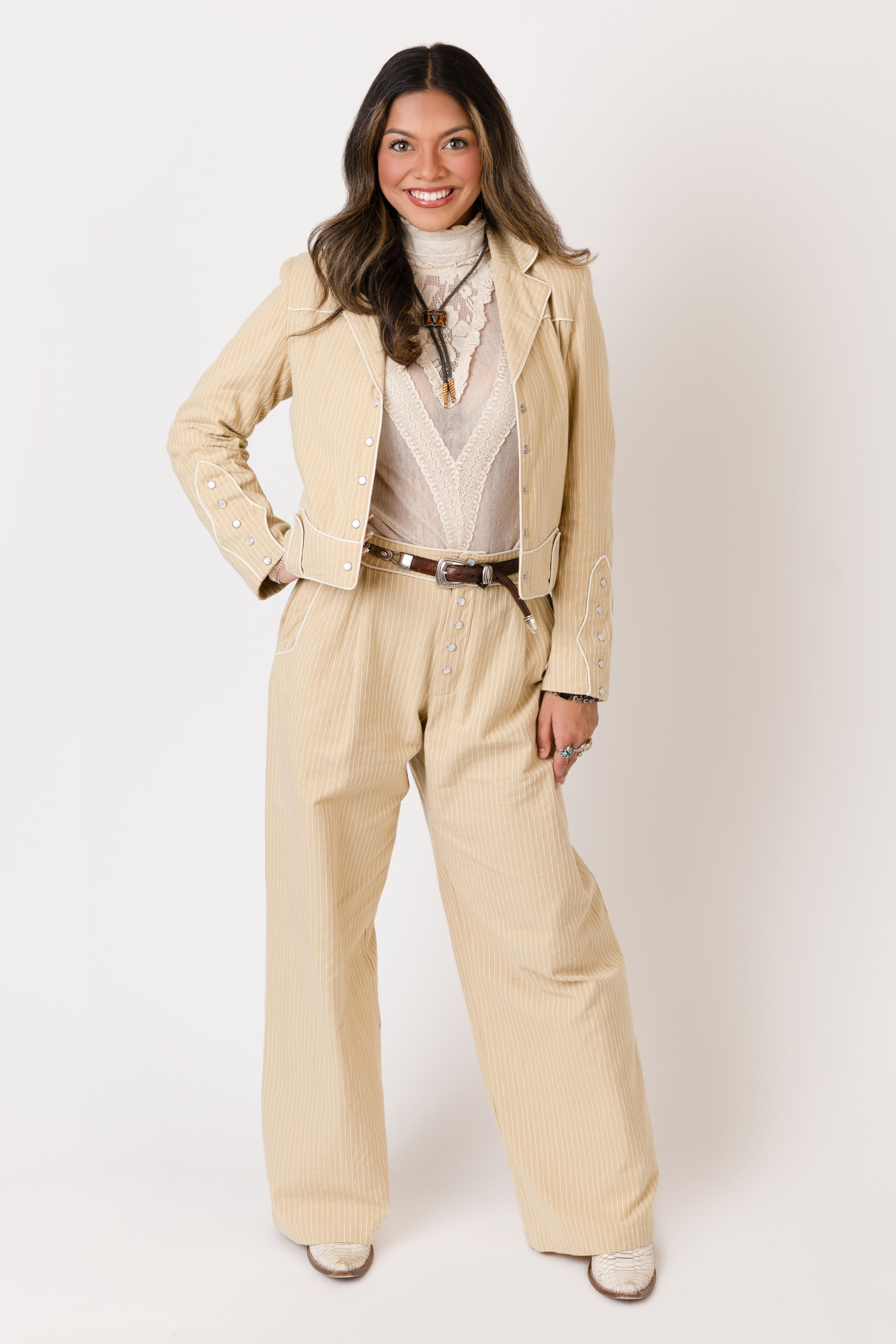 LAUREN REKWARD: Juliette Lace Top, Texas Timexes Jacket & Pant