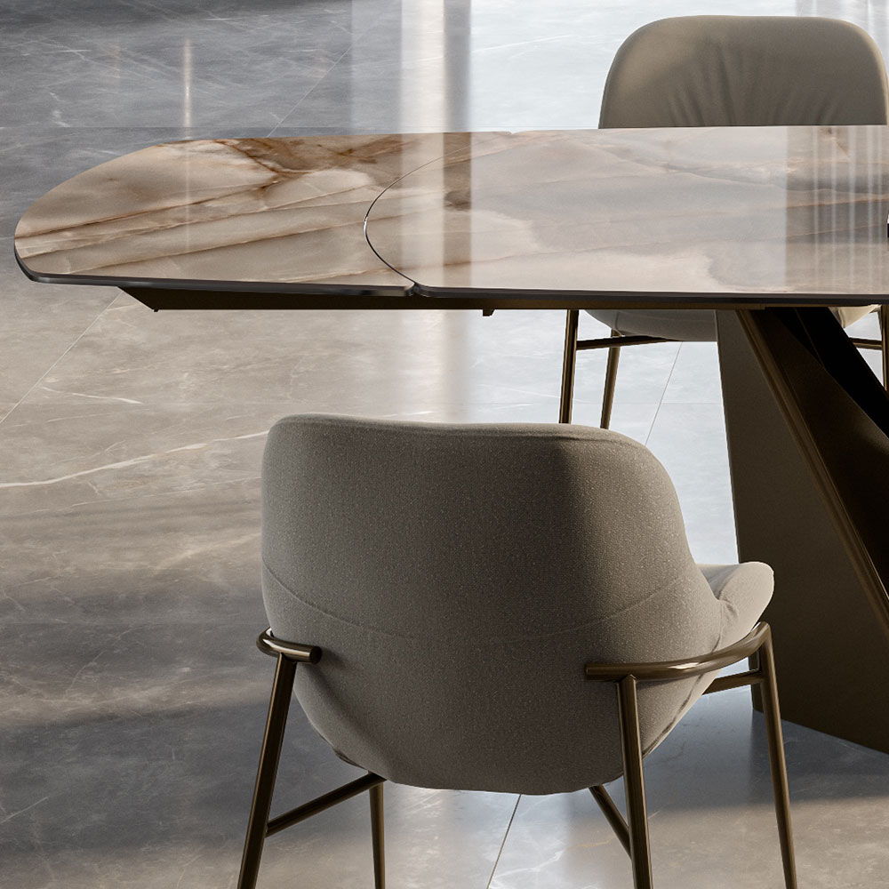 Extending dining table made from luxury super marble. Bontempi furniture gallery now in Norwich, UK.