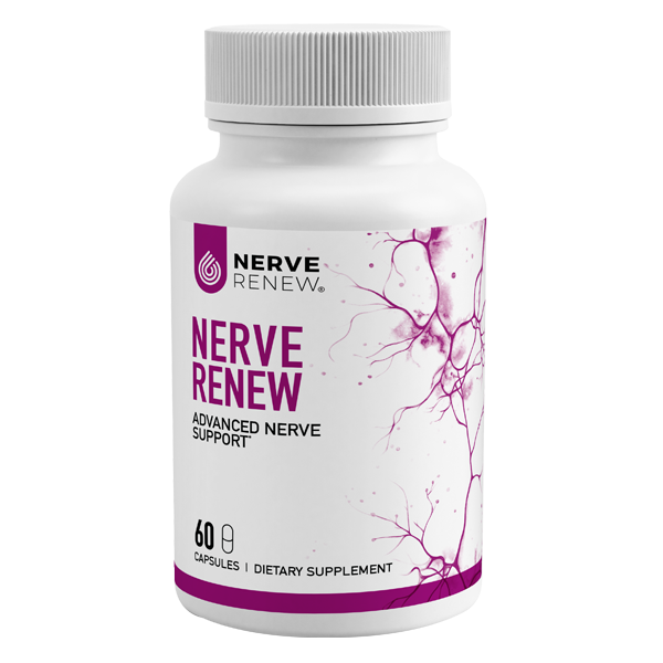 Bottle of Nerve Renew dietary supplement for advanced nerve support.