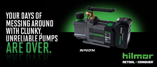Hilmor BVP2CFM Battery Powered Vacuum Pump 2CFM, A2L Compatible, 9Ah Battery & Charger