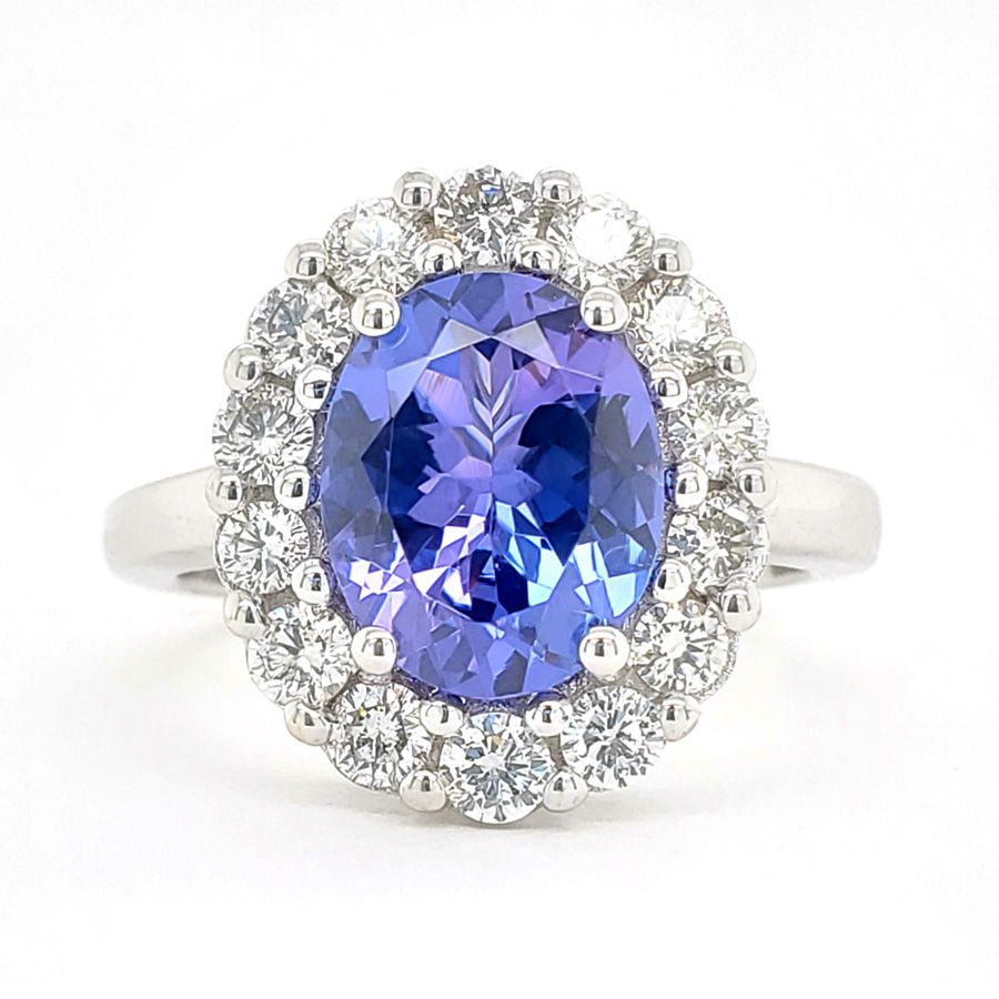 Custom Alexandrite and diamond engagement ring