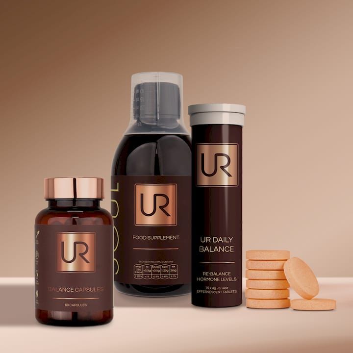 Urban Retreat health supplement products on a neutral background.