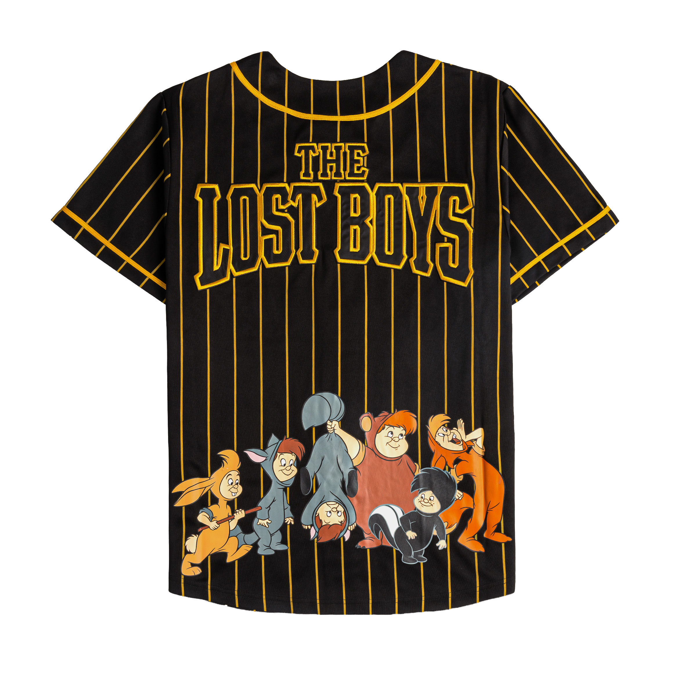 Black and yellow striped baseball jersey with 