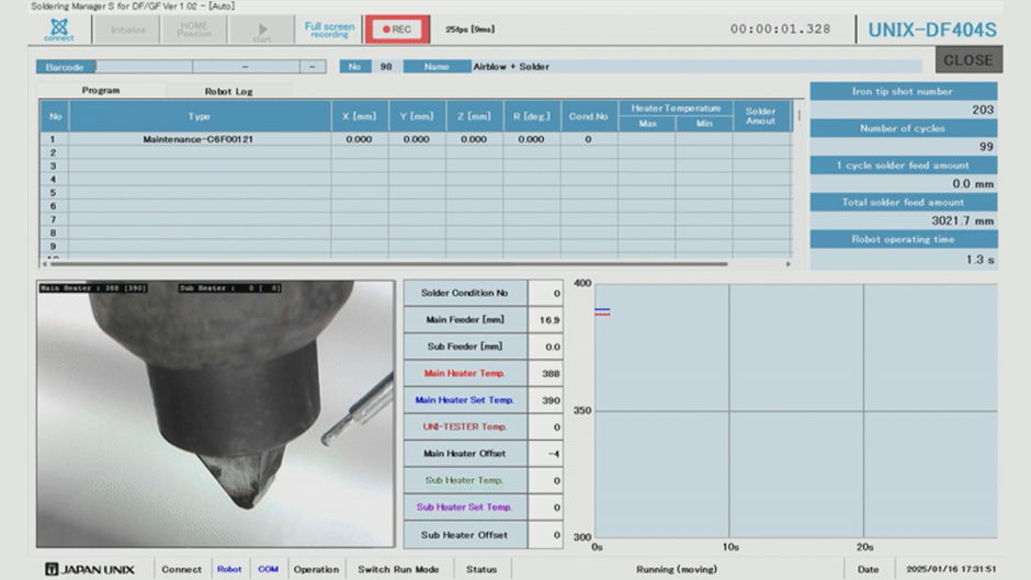 Soldering Manager Software by Japan Unix automated by Fancort Industries, version for contact soldering