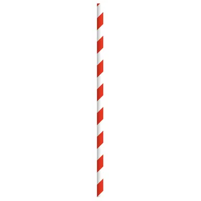 A red and white striped paper straw