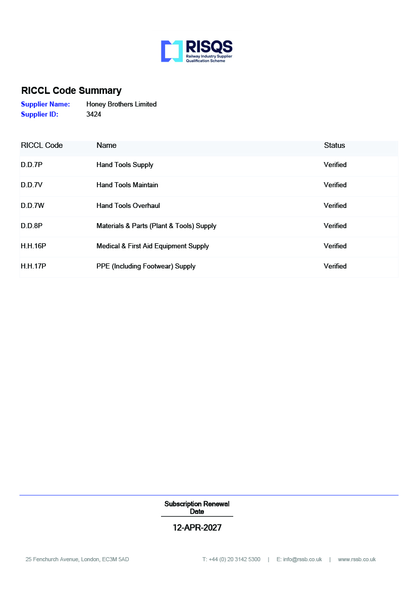 RIGL Code Summary with various entries and verification statuses.