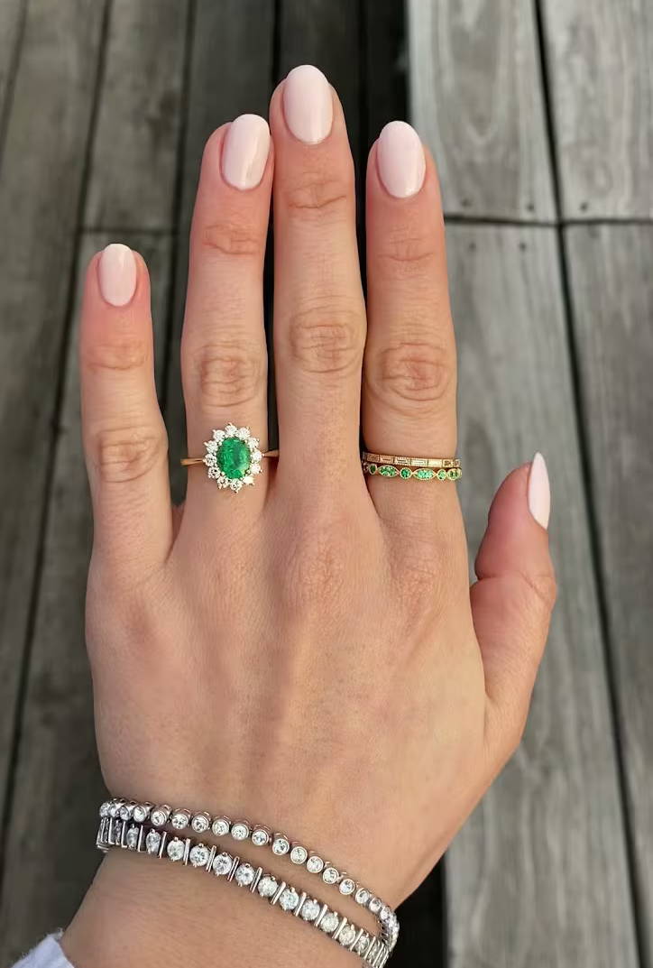emerald halo ring