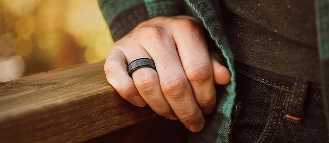 black titanium fingerprint ring